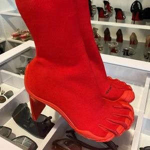 Balenciaga Vibram Red Heeled Toe Boots