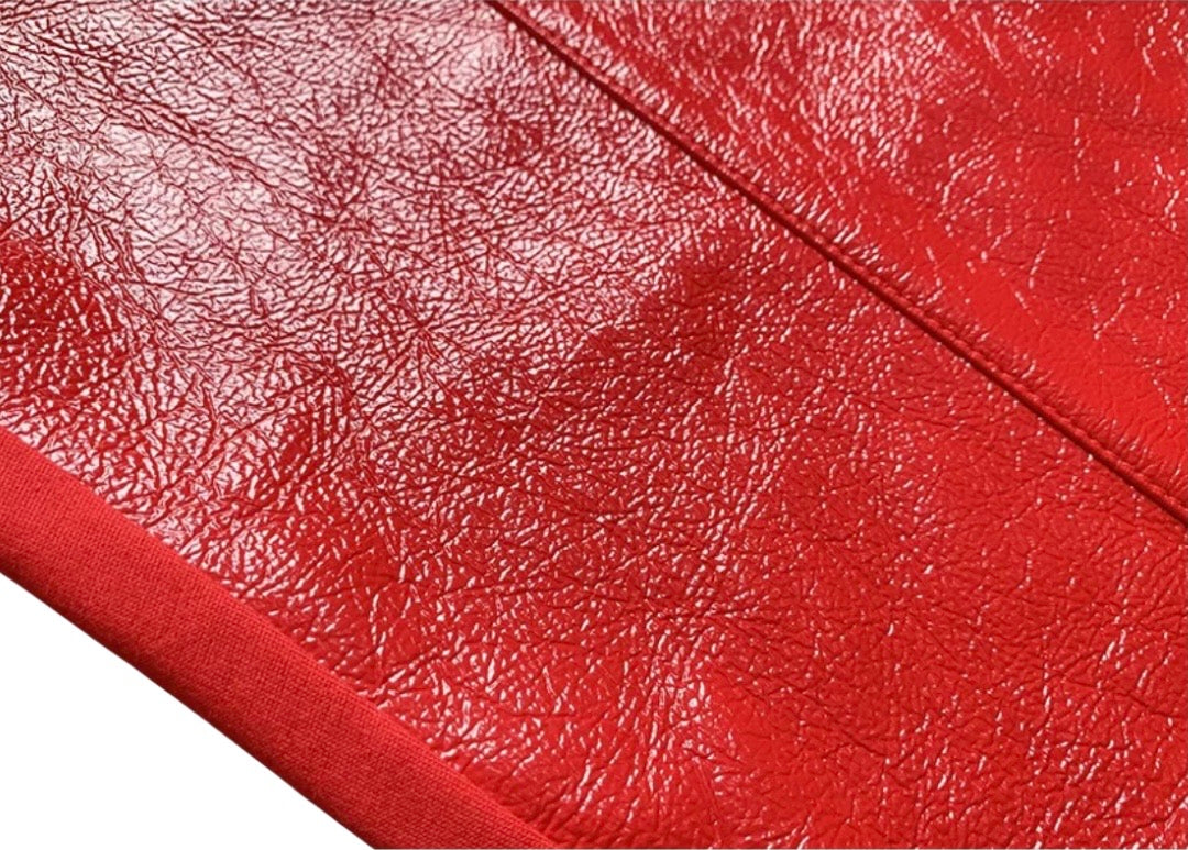 Vivian Red Faux Leather & Silk Pants
